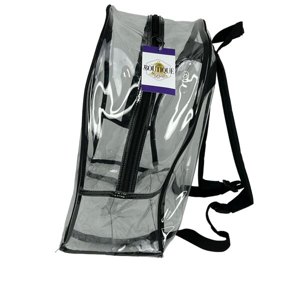 Clear Waterproof Backpack Security Approved Bookbag Black Trim Vinyl PVC - Picture 4 of 8